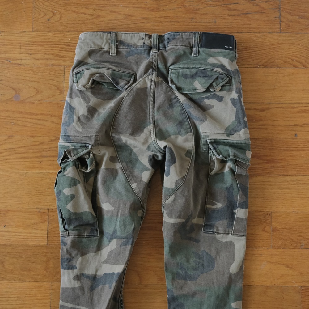Amiri Cargo Pants Mens Camo Distressed Slim Fit Streetwear Size 27 Luxury - Picture 9 of 11
